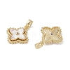 Brass & Shell & Clear Cubic Zirconia Pendants KK-G497-12G-2