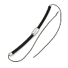 Black Braided Leather Cord Bracelet Making MAK-F037-01P-2