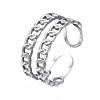 Non-Tarnish 304 Stainless Steel Curb Chain Open Cuff Ring RJEW-T023-13P-3