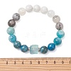 Natural Rainbow Moonstone & Black Rutilated Quartz & Apatite & Hemimorphite Beads Stretch Bracelets for Women Men BJEW-TA00745-4
