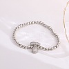 Brass Micro Pave Clear Cubic Zirconia Beaded Stretch Bracelets for Women FS-WG5260F-19-1
