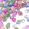 30Pcs 3 Styles Natural Colorful Tourmaline Dice Charms PALLOY-TA00370-2