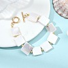 Shell Pearl & Brass Beaded Bracelets for Women BJEW-JB13780-02-2
