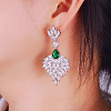 Leaf Brass Micro Pave Cubic Zirconia Dangle Stud Earrings FS-WGB1348-02-2