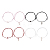 2Pcs 2 Style Heart & Skeleton Key Alloy Enamel Braided Bead Bracelets Set BJEW-JB09771-1