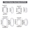 DICOSMETIC 120Pcs 4 Style 304 Stainless Steel Linking Rings STAS-DC0004-29-4