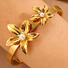 304 Stainless Steel & Imitation Pearl Hinged Bangles for Women WG2B9FA-01-2