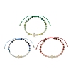 Dyed Natural Malaysia Jade Rondelle Beaded Braided Bead Bracelets BJEW-JB13395-2