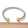304 Stainless Steel Cuff Bangles BJEW-M136-01D-PG-5