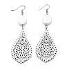 Trendy Teardrop Wood Dangle Earrings EJEW-F062-L-2