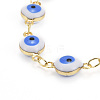 Brass Enamel Evil Eye Link Chain Bracelets & Necklaces Jewelry Sets SJEW-JS01191-6