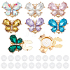 37Pcs Butterfly Alloy Rhinestone Cufflinks and Acrylic Buttons HJEW-PH02308-1