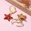 Brass Enamel Leverback Earrings for Women EJEW-U032-02G-3