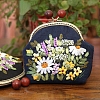 DIY Kiss Lock Bag with Flower Embroidery Kit for Beginners PW-WG79209-03-1