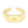 Clear Cubic Zirconia Star Signet Open Cuff Ring X-RJEW-I083-08G-2