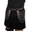 Black Imitation Leather Alloy Multi-Layered Chain Tassel Waist Belly Chains for Women FS-WG64C31-01-2