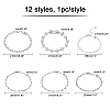 12Pcs 12 Style 304 Stainless Steel Chain Bracelets BJEW-DC0001-02-4