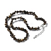 Natural Tiger Eye Chip Beaded Necklaces for Men Women NJEW-G159-01X-4