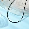 3mm Faceted Round Natural Black Spinel Beaded Necklaces NJEW-JN05126-1