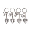 4Pcs 4 Styles Tibetan Style Alloy Keychains KEYC-JKC00804-1