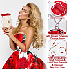 Rose Alloy Dangle Stud Earrings & Link Chain Bracelet & Pendant Necklace Sets SJEW-UN0001-22-4