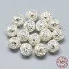 925 Sterling Silver Coin Beads STER-T002-281S-3