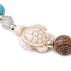 Adjustable Dyed Synthetic Turquoise & Coconut & Wood & Pearl Braided Bead Bracelets BJEW-JB10723-01-3