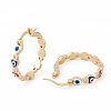 Colorful Heart with Evil Eye Enamel Hoop Earrings with Clear Cubic Zirconia KK-E005-18G-2