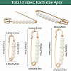 12Pcs 3 Styles Iron Kilt Pins JEWB-SC0001-90-2