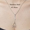 Non-Tarnish 201 Stainless Steel Hollow Flower Pendant Necklace NJEW-OY001-53-3