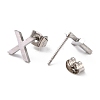 304 Stainless Steel Greek Alphabet Stud Earrings STAS-D007-07P-01-2