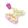 Glass Seed Beaded Butterfly with Flower Pendants PALLOY-MZ00514-01-4