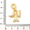 Brass Clear Cubic Zirconia Croissant & Cup & Eiffel Tower European Dangle Charms KK-U048-20G-3