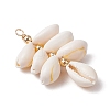 Natural Cowrie Shell Color-Changing Cluster Pendants PALLOY-JF03560-01-3
