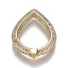 Brass Micro Pave Clear Cubic Zirconia Spring Gate Rings ZIRC-F120-009G-2