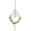 Natural Green Aventurine Chips & Agate Slice Suncatcher AJEW-C048-01D-2