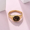 Round Natural Tiger Eye Chips Finger Rings RJEW-D303-03G-04-3