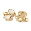 Brass Clear Cubic Zirconia Pave Natural Shell Bowknot Charms KK-P283-09G-2