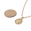 Colorful Cubic Zirconia Oval with Virgin Mary Pendant Necklace NJEW-JN04235-2
