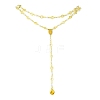 Brass & Round Glass Double Layer Necklaces NJEW-JN04989-1