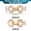   4 Sets 2 Colors Brass Pave Clear Cubic Zirconia Fold Over Clasps KK-PH0005-46-2
