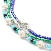 3Pcs 3 Style Natural Pearl & Glass Seed Beaded Necklaces Set NJEW-JN03961-6