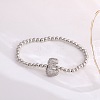 Brass Micro Pave Clear Cubic Zirconia Beaded Stretch Bracelets for Women FS-WG5260F-05-1