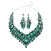 Teardrop Alloy Rhinestone Bib Necklaces & Earrings Sets for Women WG716F5-02-3