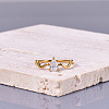 Teardrop 304 Stainless Steel with Clear Cubic Zirconia Finger Rings for Women FS-WG6614B-02-1