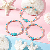 3Pcs Natural Freshwater Shell Beaded Stretch Bracelets BJEW-PA0001-06-3