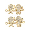 Brass Micro Pave Clear Cubic Zirconia Connector Charms for Jewelry Making CU-CBAAA59-01G-01-1