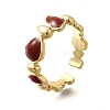 Brass Enamel Cuff Rings for Women RJEW-U040-01G-02-4