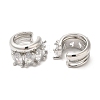 Platinum Plated Brass Cuff Earrings with Rhinestone for Women EJEW-D065-07P-03-2