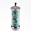 Alloy & Glass Wish Bottle Pendants G-Z017-05-1